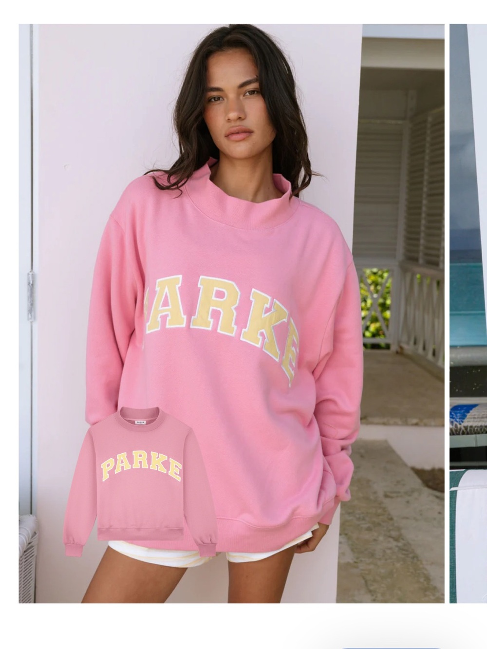 PARKE Summerland conch + Peel pink yellow mockneck heritage